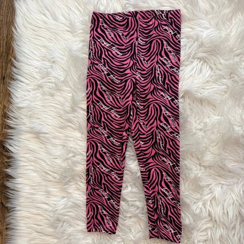Baby Phat Girls Size 4 Gray‎ Hoodie Pink Zebra Leggings 2 Piece Set NWT